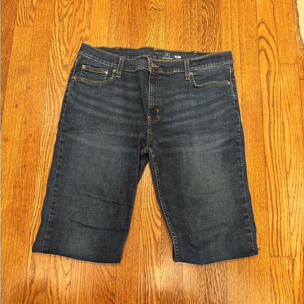 George Mens Slim Dark Blue Denim Jeans size 38x32 - Picture 2 of 6